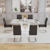Btikita Dining Table Set for 6, Kitchen Table Chairs Set of 6, Modern Dining Room Set with 63 inch Marble Dinner Table PU Leather Upholstered Chairs for Dining Room Kitchen view 3