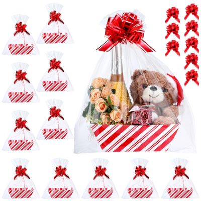 Thenshop 44 Pcs Empty Gift Basket Bulk,Basket Gifts, Red, White, Stripe
