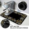 Christmas Winter Dish Drying Mat for Kitchen Counter, Absorbent Quick Dry Dish Dry Placemats, Countertop Dishes Drainer Mats Drying Pad Non Slip, Xmas Snowflakes Gold Black Holiday 1 Pack, 18"x16" view 3