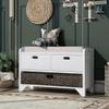 Bellemave Storage Bench with Removable Basket and 2 Drawers, Fully Assembled Shoe Bench with Removable Cushion for Living Room Entryway(White) view 3