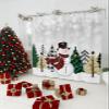 Chriatmas Shower Curtains for Bathroom, Snowman Xmas Tree Snowflakes Grey Shower Curtain Set Shower Curtain Set Waterproof Fabric Bath Curtain with Hooks for Home Hotel Apartment Farmhouse 48x72 inch view 2