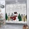 Chriatmas Shower Curtains for Bathroom, Snowman Xmas Tree Snowflakes Grey Shower Curtain Set Shower Curtain Set Waterproof Fabric Bath Curtain with Hooks for Home Hotel Apartment Farmhouse 48x72 inch view 3