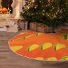 EVANEM 30" Christmas Tree Skirt Food Pattern Funny Christmas Tree Decorations Linen Waterproof Xmas Tree Mat with Pom Pom Trim for Holiday Christmas Party Rustic Farmhouse Decorations view 1