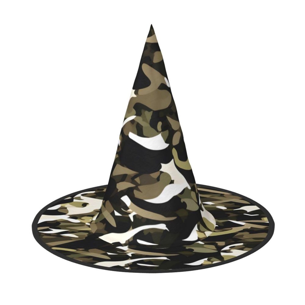 SSIMOO Camouflage Pattern Chic Halloween Witch Hat For Women-Ultimate Choice For Best Halloween Costume Ensemble