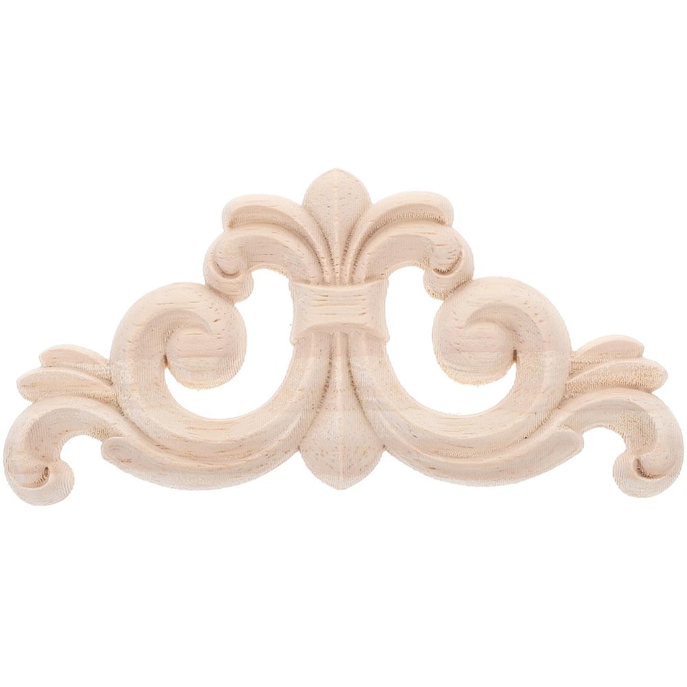 Homoyoyo 4pcs Unpainted Wooden Applique Corner Decals Intricate Floral Carvings for Home Decoration Suitable for Headboards Walls Cabinets and Doors Solid