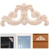 Homoyoyo 4pcs Unpainted Wooden Applique Corner Decals Intricate Floral Carvings for Home Decoration Suitable for Headboards Walls Cabinets and Doors Solid view 3