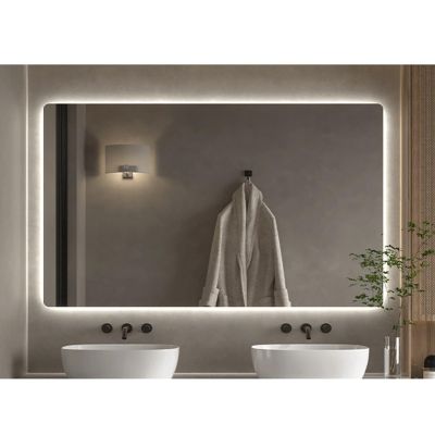 Rectangular LED Bathroom Mirror, Large Wall Mirror, Modern Frameless Decorative Mirror, Smart Touch Cosmetic Mirror, 3 Colour Lighting, Dimmable, IP44, Memory Function, 3 Styles ( Color : A , Size : 5