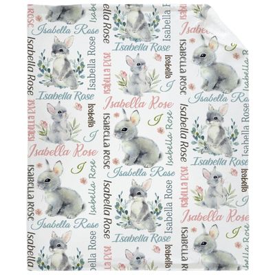 Custom Rabbit Baby Blanket Soft Flannel Fuzzy Warm Plush Lightweight Throw for Bed Couch Sofa Camping Good Gift for Kid Boy Girl Teen 90''x 120'' for Whole Family