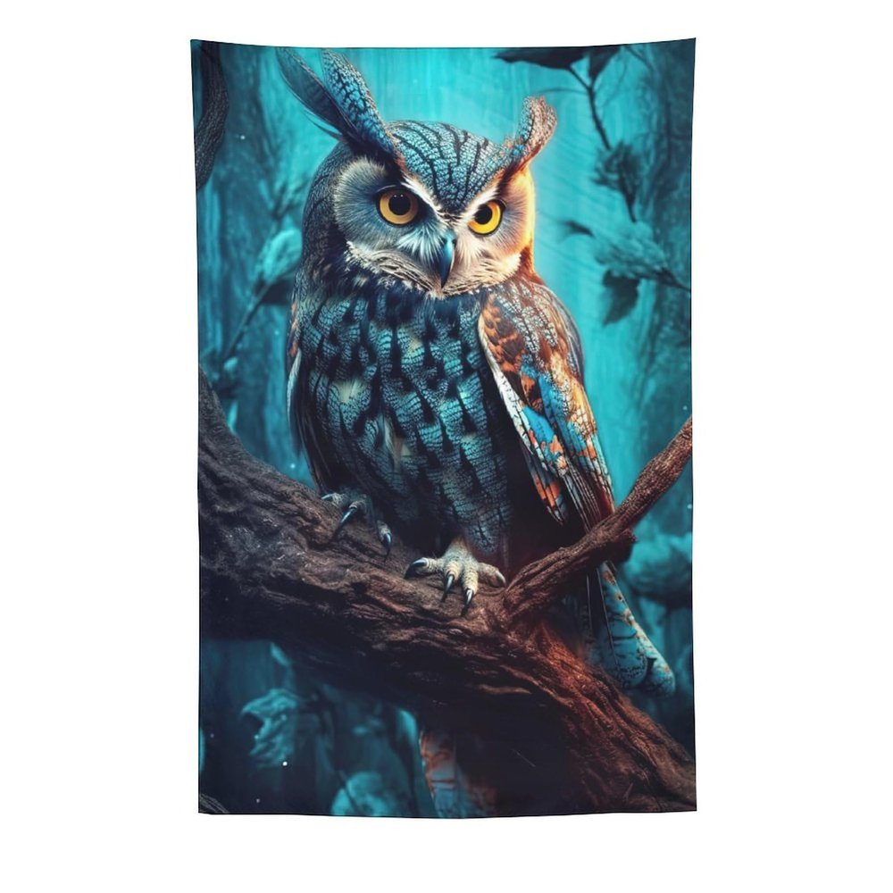 Trippy Forest Tapestry Owl Bedroom Decoration Psychedelic Magic Curtain Wall Hanging for Room Home Indoor Decor 60"x90"