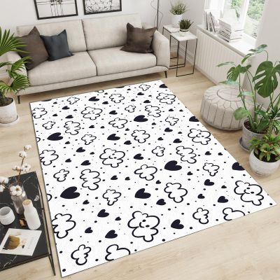 Cute Black Clouds Area Rug, Non Slip Stain Resistant Print Rugs, Soft Machine Washable Carpet for Indoor Bedroom Living Room Office Decor Rug - 4 ft x 5 ft