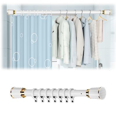 Black Spring Tension Curtain Rod 85-115 Inches,Adjustable Shower Clothes Rod No Drill,Non-Fall Down Room Divider Rod Great for Bathroom Wardrobe Kitchen Laundry Room Balcony ( Color : White , Size : 2