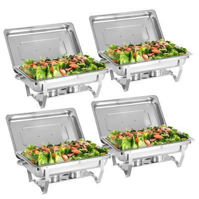 ERfairdeal 4 Pack 8QT Chafing Dish Buffet Set, Stainless Steel Chafers and Buffet Warmers Sets with Food and Water Trays