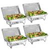 ERfairdeal 4 Pack 8QT Chafing Dish Buffet Set, Stainless Steel Chafers and Buffet Warmers Sets with Food and Water Trays view 1