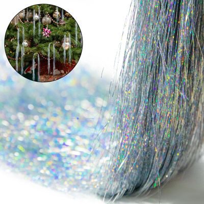 Sfcddtlg 12000 Strands Christmas Icicles Tinsel- Laser Silver Christmas Tree Tinsel Foil Fringe Icicles- Christmas Tree Iridescent Tinsel for Christmas Birthday Wedding Party Hanging Decoration