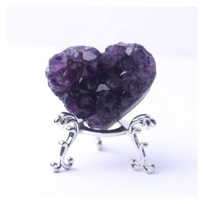 IPUDIS 1PC Heart Shaped Amethyst Cluster Rough Specimen Crystal Art Ornament (Size : 4060G)