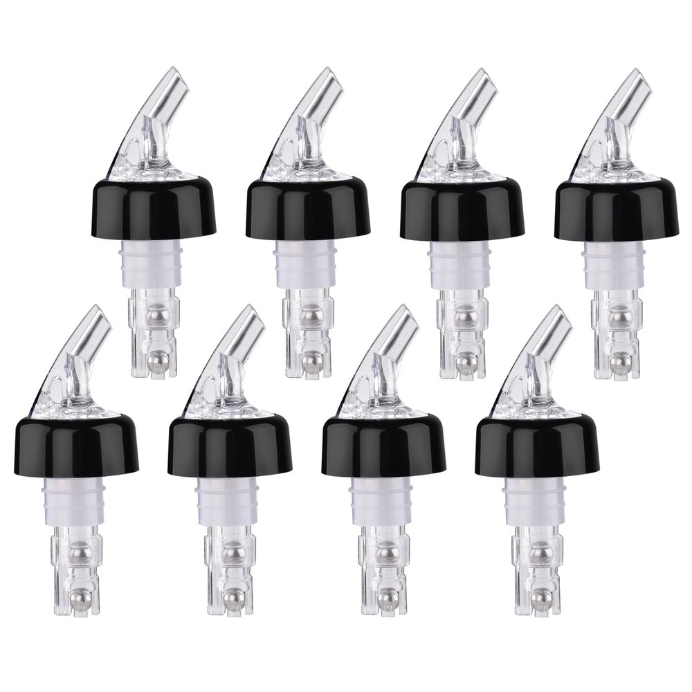 8 Pcs Automatic Measured Liquor Pour Spout, Alcohol Bottle Pourers, 1 Oz/ 30 Ml Jigger, Quick Shot Spirit Measure Pourer Drinks Wine Cocktail Dispenser Home Bar Tools