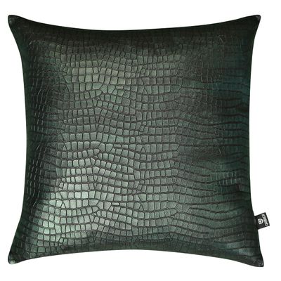 QAWACH Lambskin Leather Pillow Cover - Decorative Sofa Cushion Case - Throw Covers for Living Room & Bedroom, 18" x 18" - Metalic Green Pack of 1