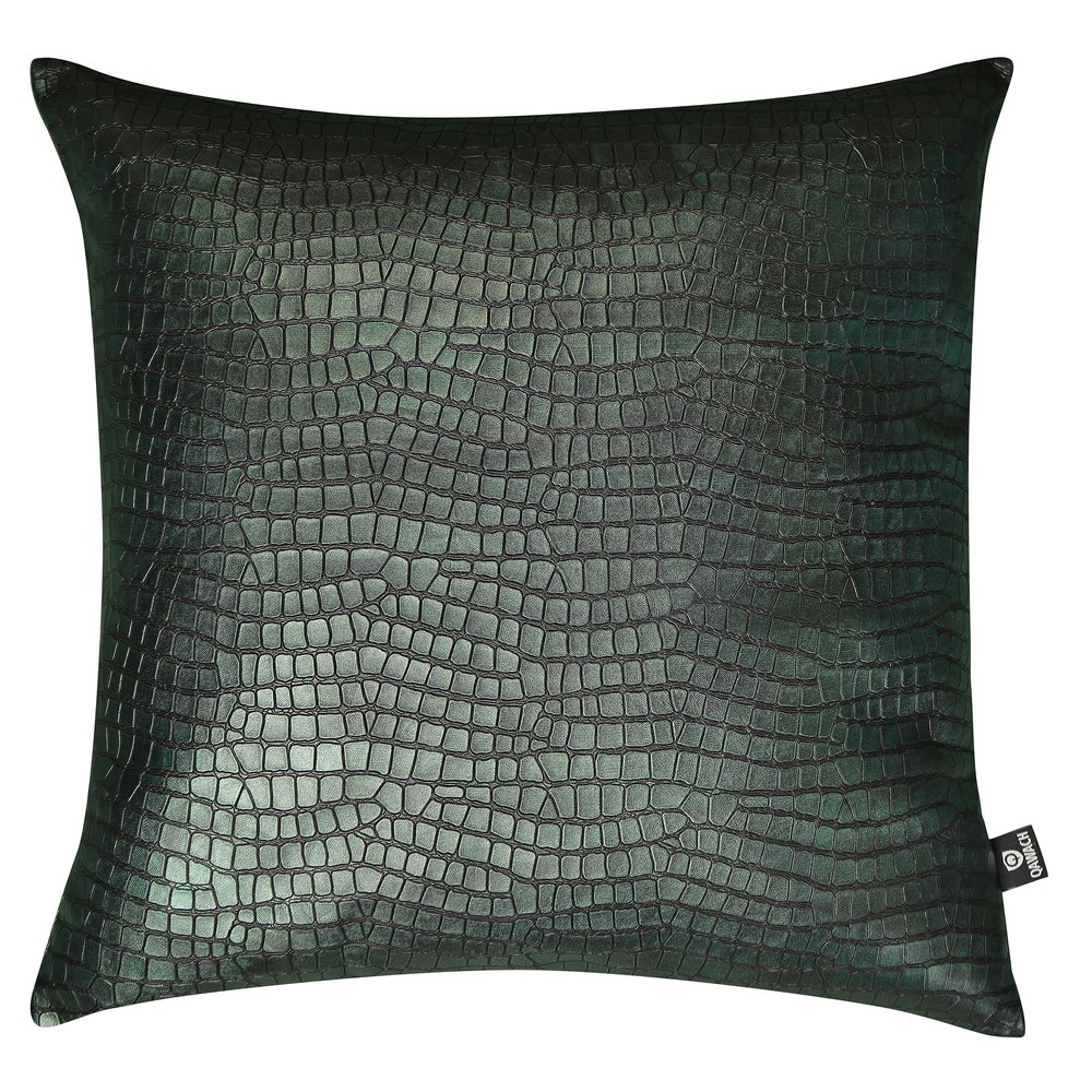 QAWACH Lambskin Leather Pillow Cover - Decorative Sofa Cushion Case - Throw Covers for Living Room & Bedroom, 18" x 18" - Metalic Green Pack of 1
