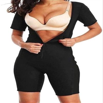 YANFU Sauna Suit for Women Full Body Short Sleeve Sauna Suit with Shorts Full Body Shaper Sauna Suits (Color : Black, Size : Medium)