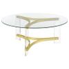 Coaster Home Furnishings - Janessa - Round Coffee Table with Clear Glass Top, Acrylic Legs, and Matte Brass Frame - Living Room Furniture - 40-Inch - Clear - 710068 view 1