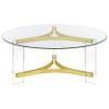 Coaster Home Furnishings - Janessa - Round Coffee Table with Clear Glass Top, Acrylic Legs, and Matte Brass Frame - Living Room Furniture - 40-Inch - Clear - 710068 view 4