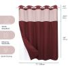 VIUOON No Hook Shower Curtain Set with Snap in Fabric Liner,250GSM Waffle Weave Wine Red Hotel Grade Bath Shower Curtain - See Through Top Window, Waterproof & Washable, 71W x 74H view 4