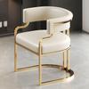 CraftThink Indoor Kitchen Dining Chairs, Upholstered Home Side Chair Low-Back Arm Chair Dining Chair with Faux Leather and Brass Legs for Milk Tea Shop Kitchen Dining Room (White, 4 Piece Set) view 2