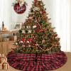 yuboo Buffalo Plaid Tree Skirt, Large Red and Black Checkered Christmas Tree Mat Rug 48 inches with Ruffle Border, Rustic Farmhouse Tree Decor view 1