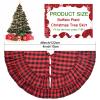 yuboo Buffalo Plaid Tree Skirt, Large Red and Black Checkered Christmas Tree Mat Rug 48 inches with Ruffle Border, Rustic Farmhouse Tree Decor view 2