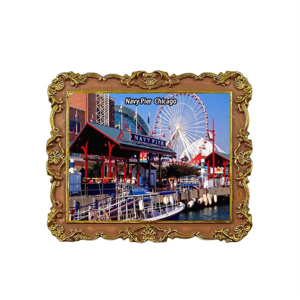 Navy Pier Chicago Illinois USA Refrigerator Magnet 3D Travel Souvenir Fridge Decoration Magnetic Sticker Craft Collection