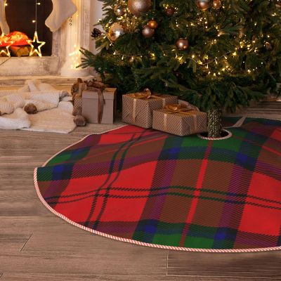 DKJlitter Christmas Tree Skirt, Clan Macduff Tartan Plaid Xmas Tree Skirts Mat Farmhouse Rustic Xmas Holiday Indoor Party Outdoor Decoration 30 inches