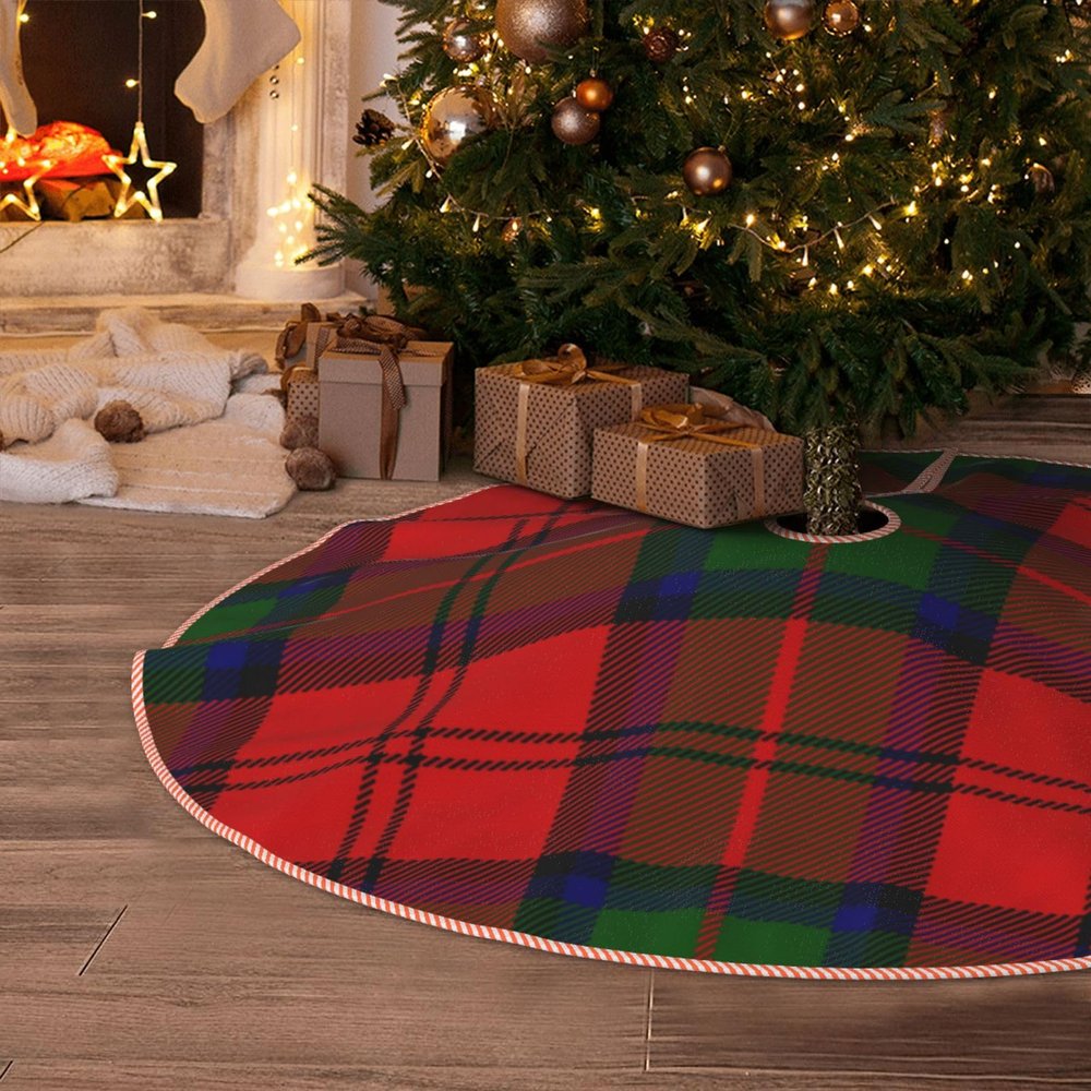 DKJlitter Christmas Tree Skirt, Clan Macduff Tartan Plaid Xmas Tree Skirts Mat Farmhouse Rustic Xmas Holiday Indoor Party Outdoor Decoration 30 inches