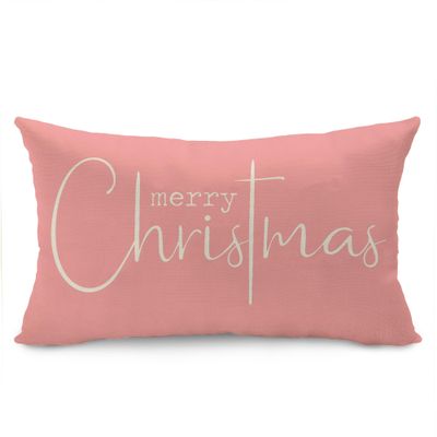 Allorry Christmas Pillow Covers Xmas Decorative Christmas Pink Cotton Cloth Linen Cloth Pillow Cover Sofa Cover Decorative Rectangle Length 12X20 inches