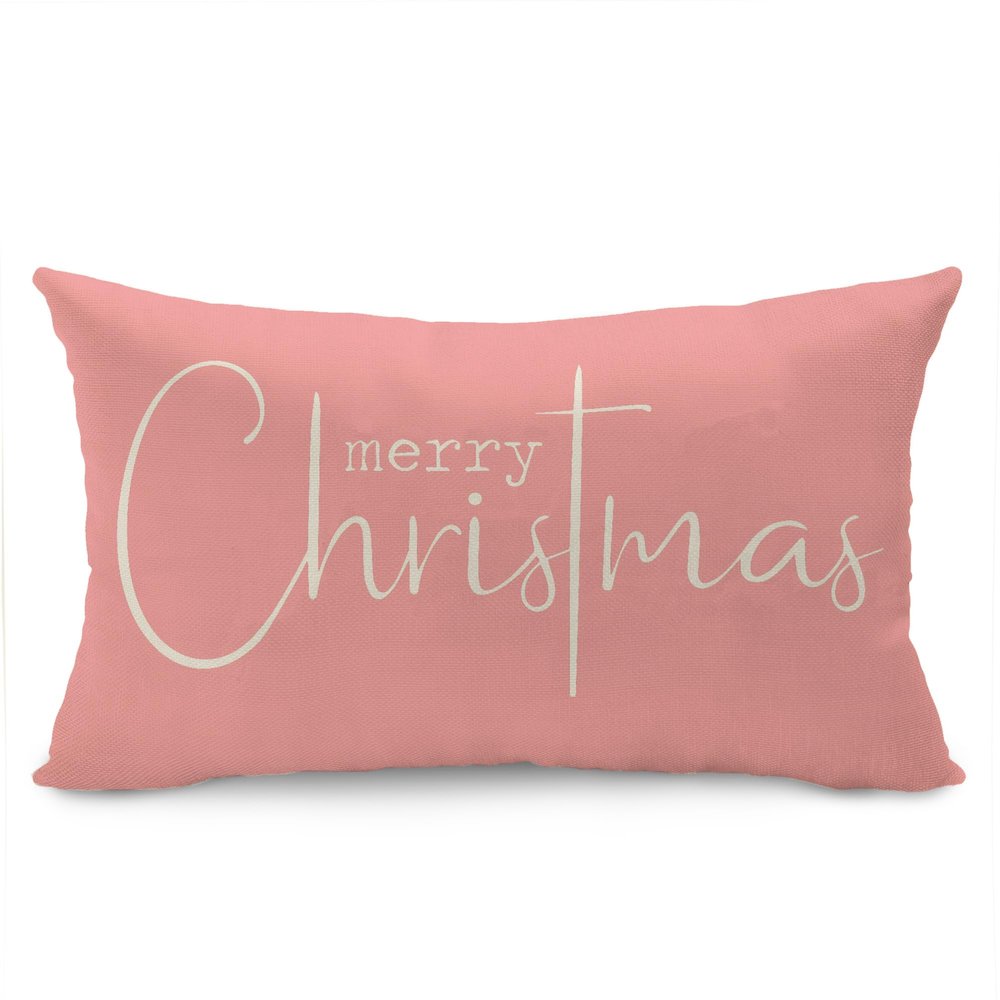 Allorry Christmas Pillow Covers Xmas Decorative Christmas Pink Cotton Cloth Linen Cloth Pillow Cover Sofa Cover Decorative Rectangle Length 12X20 inches