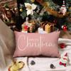 Allorry Christmas Pillow Covers Xmas Decorative Christmas Pink Cotton Cloth Linen Cloth Pillow Cover Sofa Cover Decorative Rectangle Length 12X20 inches view 2