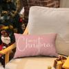 Allorry Christmas Pillow Covers Xmas Decorative Christmas Pink Cotton Cloth Linen Cloth Pillow Cover Sofa Cover Decorative Rectangle Length 12X20 inches view 3