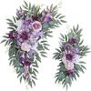 2pcs Wedding Arch Flower Artificial Flower Swag Silk Flower Hanging Wreath Artificial Arch Flower for Wedding Home Party Tabletop Decoration - Purple view 1