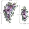2pcs Wedding Arch Flower Artificial Flower Swag Silk Flower Hanging Wreath Artificial Arch Flower for Wedding Home Party Tabletop Decoration - Purple view 4
