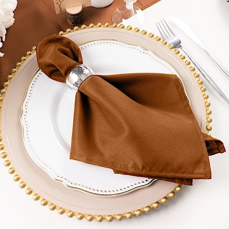 Balsa Circle 20 pcs 17-Inch Cinnamon Brown Polyester Table Napkins Reusable Washable Wedding Party Dinner Linens Tableware Supplies