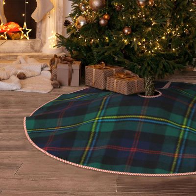 DKJlitter Christmas Tree Skirt, Clan Malcolm Tartan Plaid Xmas Tree Skirts Mat Farmhouse Rustic Xmas Holiday Indoor Party Outdoor Decoration 30 inches