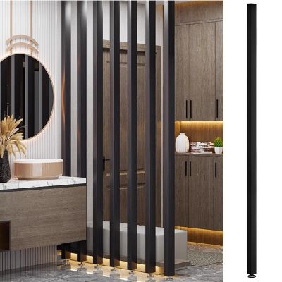Space Divider Post/ Divisores De Habitacion for Office - Alcove Studio/ Pets/ Kids Bedroom Wall Partition Decor, Black White Wooden Room Divier Freestanding Retractable, Tall 7.8ft/ 7.5ft/ 7.3ft/ 7ft