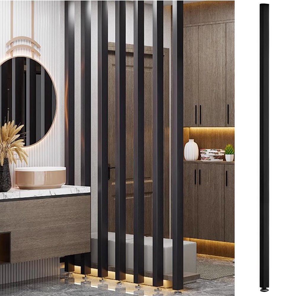 Space Divider Post/ Divisores De Habitacion for Office - Alcove Studio/ Pets/ Kids Bedroom Wall Partition Decor, Black White Wooden Room Divier Freestanding Retractable, Tall 7.8ft/ 7.5ft/ 7.3ft/ 7ft