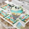 Summer Beach Placemats Set of 2, Woven Placemat Washable Wipeable Table Placemat with Pocket, Holiday Cloth Table Mat for Party Kichen Dinner Ocean Coastal Blue Sky Tropical Leaves view 2