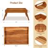 Tatuo 3 Pcs Acacia Bed Table Tray 11.5" Height Laptop Wooden Breakfast Tray Serving Floor Desk with Folding Legs and Handles TV Trays for Eating on Couch Sitting on The Floor for Bedroom Kids view 3