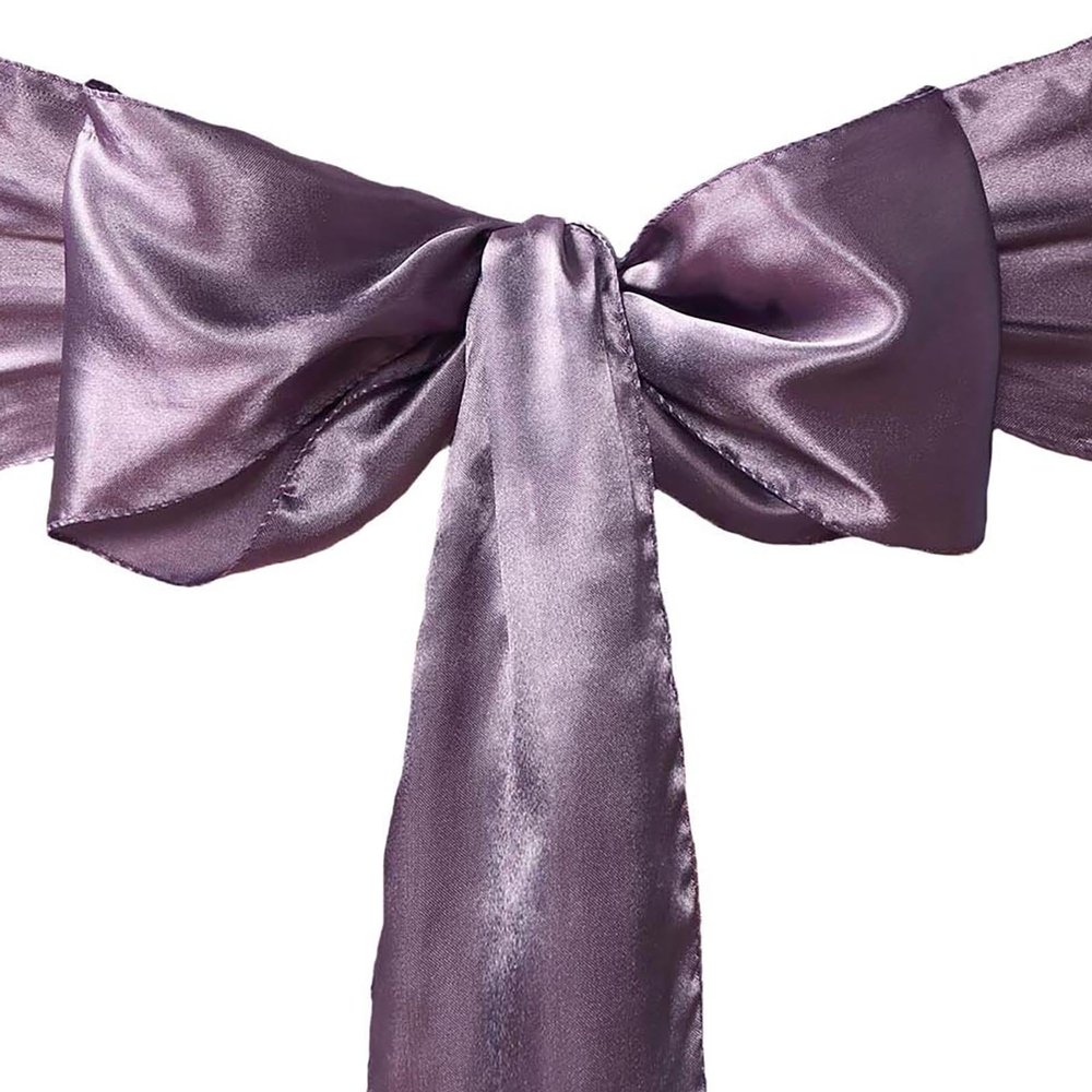 50 Amethyst Satin Elegant Chair Cover Bows Sashes Wedding Banquet Decorations Party Supplies Engagement Events Reception