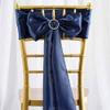 100 Navy Blue Satin Chair Sashes Bows Ties for Wedding Decorations Party Supplies Events Chair Covers Decor Banquet Reception view 2