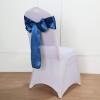 100 Navy Blue Satin Chair Sashes Bows Ties for Wedding Decorations Party Supplies Events Chair Covers Decor Banquet Reception view 3