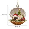 Acrylic Christmas Shell Sleeping Dog Ornament Lovely Pug Sleeping in Pearl Decorative Hanging Ornaments for Christmas Trees, Keychain, Festival Decorations(B) view 2