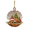 Acrylic Christmas Shell Sleeping Dog Ornament Lovely Pug Sleeping in Pearl Decorative Hanging Ornaments for Christmas Trees, Keychain, Festival Decorations(B) view 3