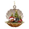 Acrylic Christmas Shell Sleeping Dog Ornament Lovely Pug Sleeping in Pearl Decorative Hanging Ornaments for Christmas Trees, Keychain, Festival Decorations(B) view 4